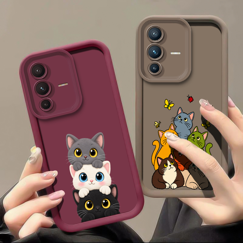 Phone Cases Vivo - Niedliche, farbenfrohe Handyhülle mit Katzenmotiv für