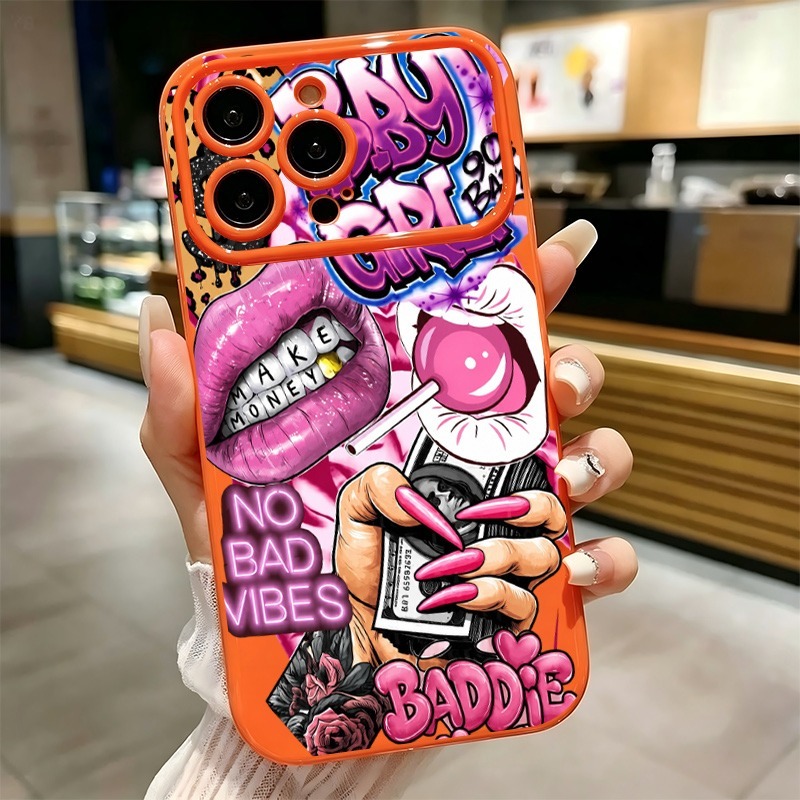 Phone Cases Unique - Hip-Hop Rosa Lippen Baby Girl Graffiti-Print