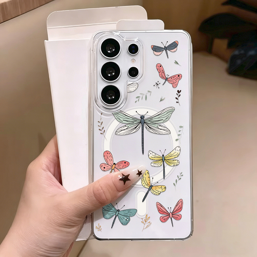 Phone Cases Quality - Schmetterling Magnetische Transparente Handyhülle für Samsung