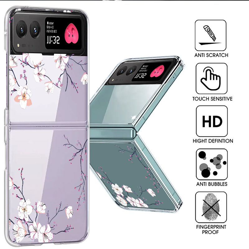 Phone Cases Transparent - Handyhülle mit weißem Blumenmuster für Motorola