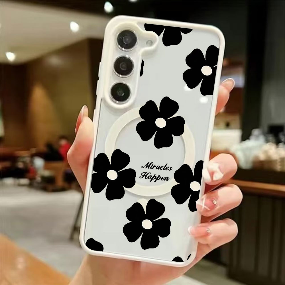 Phone Cases Magnetic - Schwarze Blumen Personalisierte Bedruckte Magnetische Handyhülle