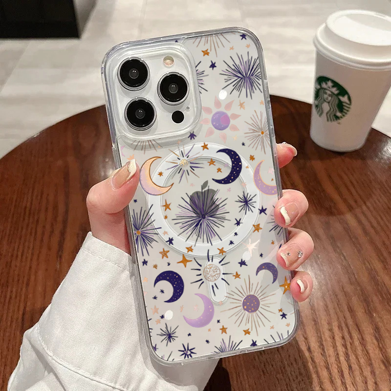 Phone Cases Magnetic - Romantische Sonne-Mond-Sterne Handyhülle für iPhone 17