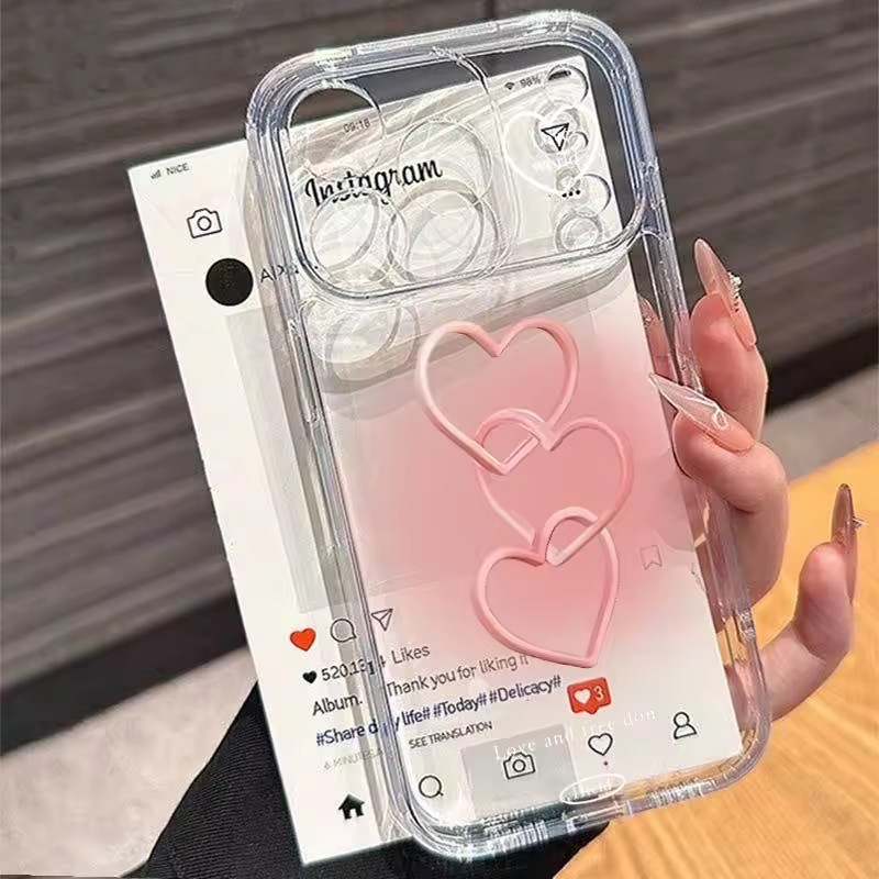 Phone Cases Transparent - Handbemalte Rosa Herz Weiche Handyhülle für