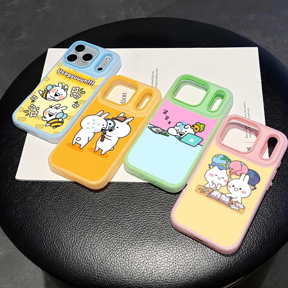 Phone Cases With Card Holder - Usagyuuun Niedliche Hasen-Handyhülle 2-in-1 Abnehmbar Transparent