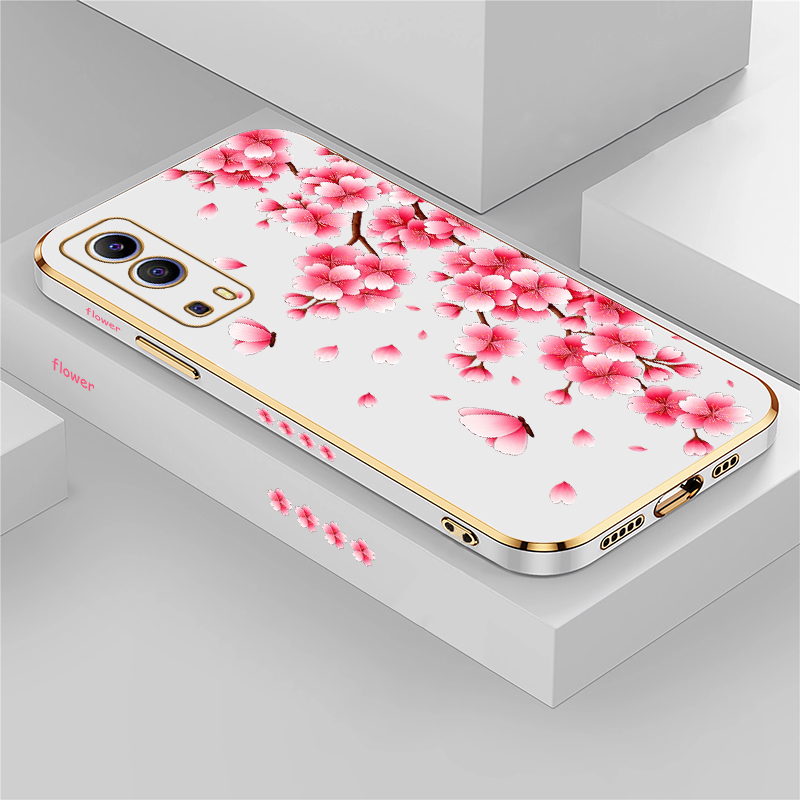 Phone Cases Vivo - Luxuriöse Handyhülle mit rosa Blumenmuster für