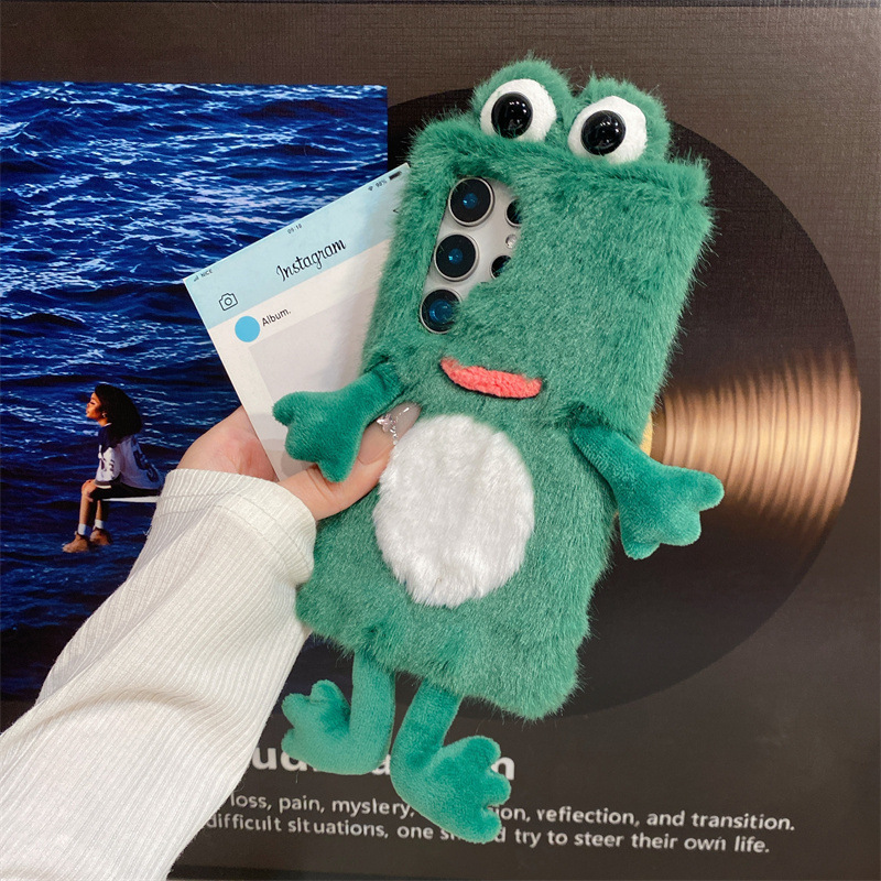 Phone Cases Protective - Plüsch-Frosch Handyhülle, Niedliche Grüne Tier 3D