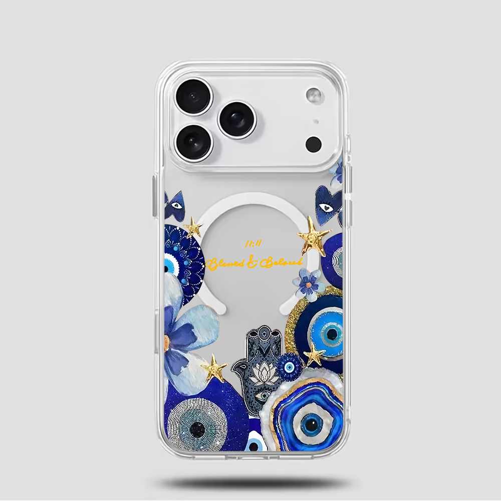 Blaues Böses Auge & Blumenmust – Phone Cases Magnetic Bewertung und Preis