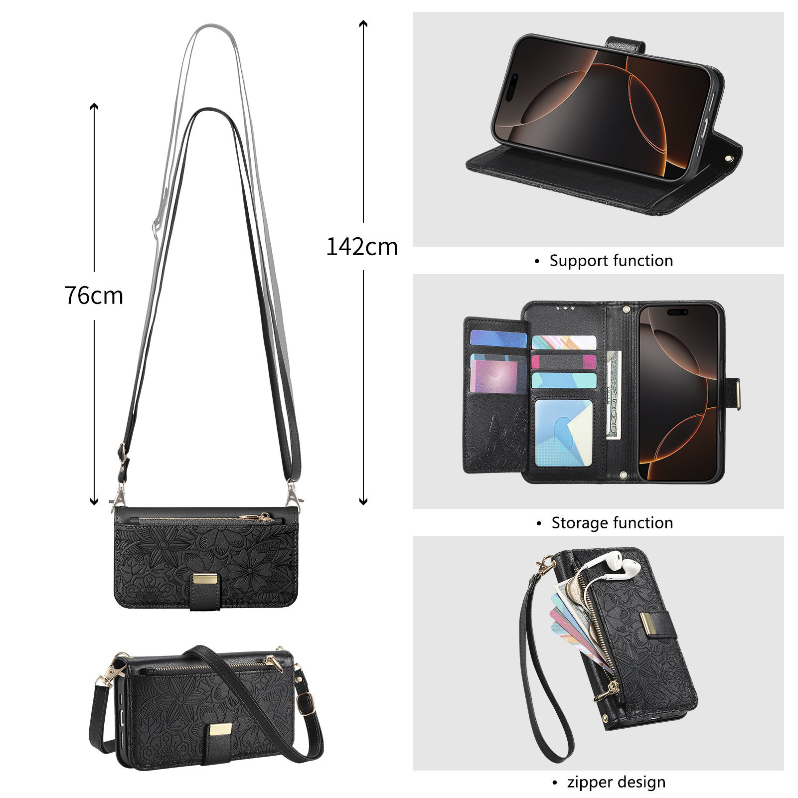 Leder Reißverschluss Crossbody – Phone Cases With Card Holder Bewertung und Preis