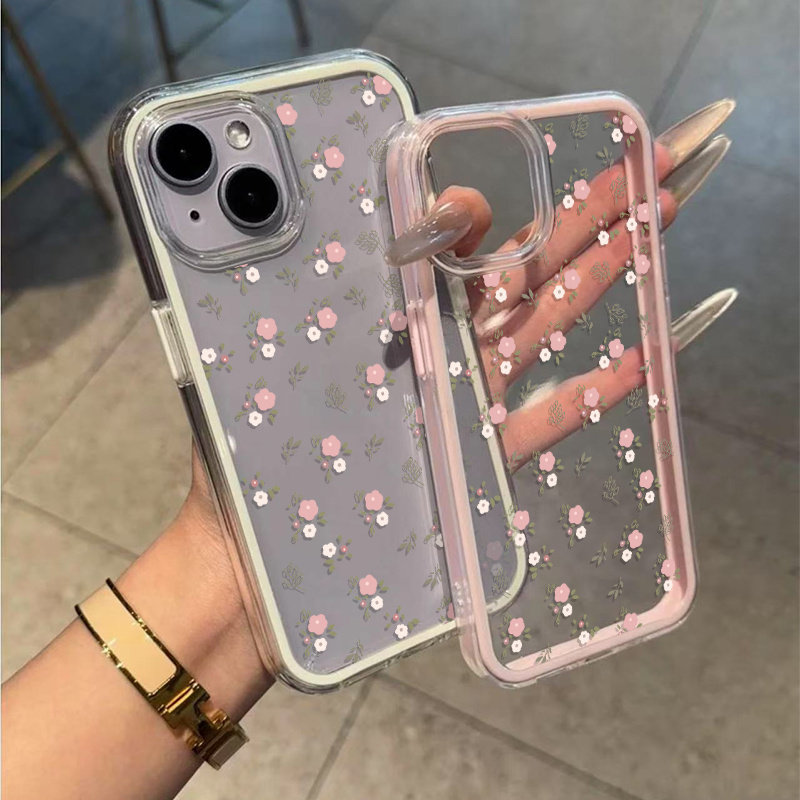Grüne Blätter Rosa Blume 2-in- – Phone Cases Transparent Bewertung und Preis