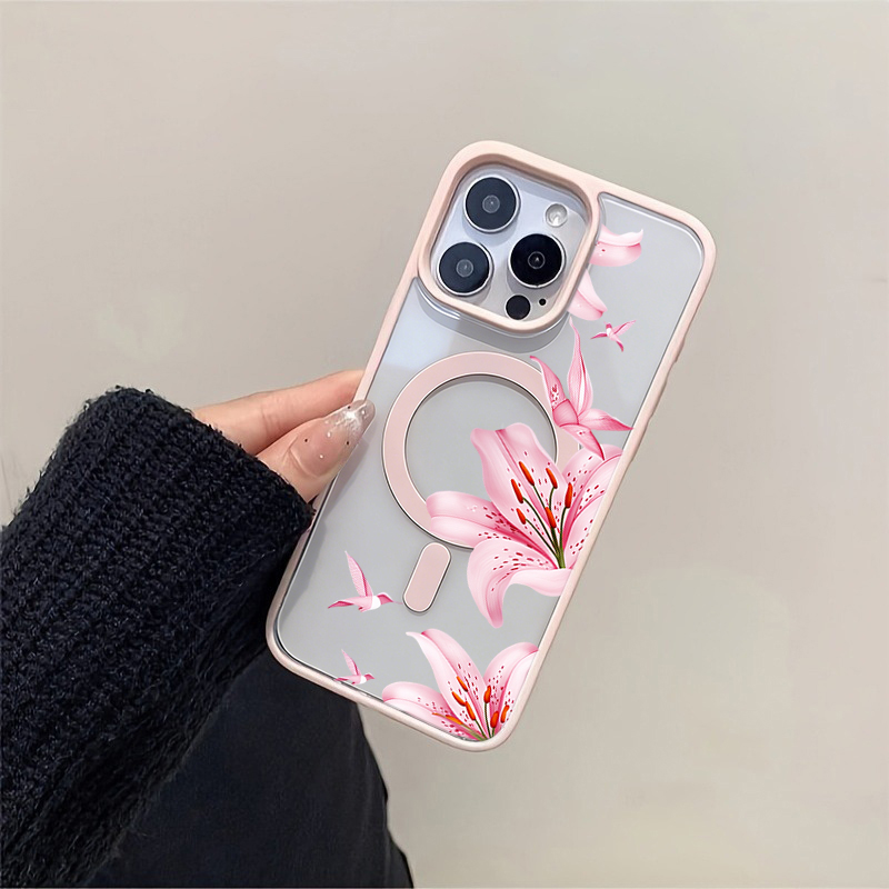 Rosa Blumen- und Vogelmotiv Ma – Phone Cases Magnetic Bewertung und Preis