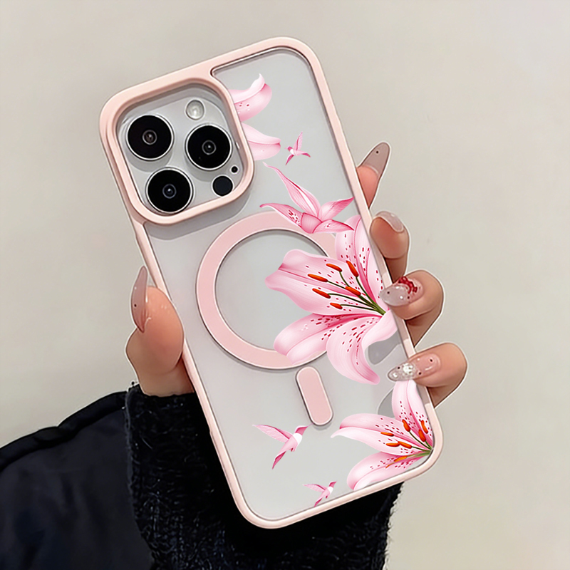 Rosa Blumen- und Vogelmotiv Ma – Phone Cases Magnetic Bewertung und Preis